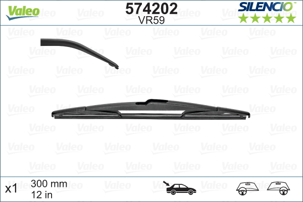 Задняя щетка стеклоочистителя Valeo Silencio Rear VR59